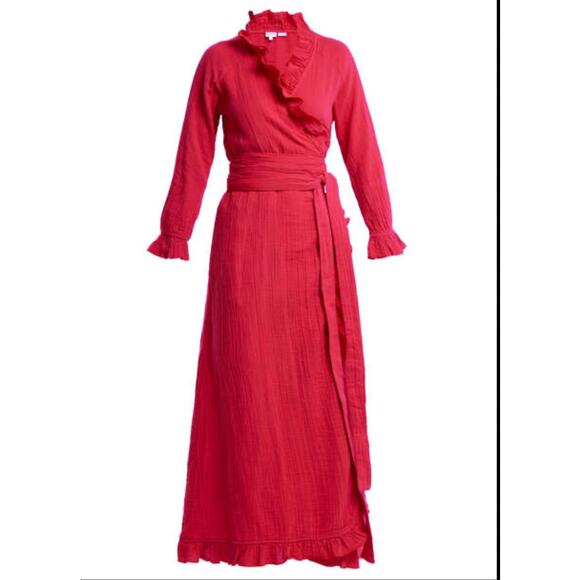 Rhode Resort Red Red Jagger Wrap Dress size L - Picture 2 of 13